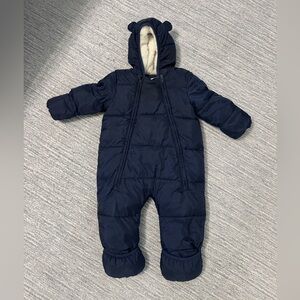Gap Navy Blue Baby Snowsuit with Hood 12-18 months